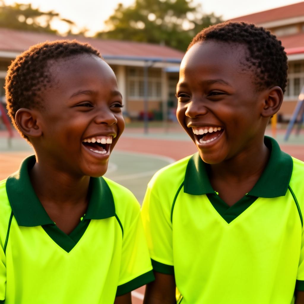 Students laughing on the playground